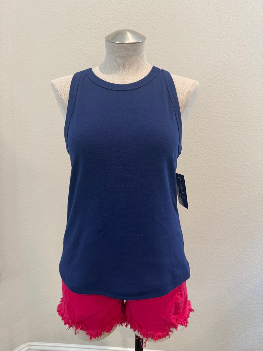 Champion Women's Navy Ribbed Crewneck Tank